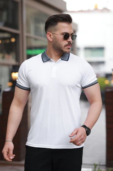 Erkek Yakalı Kagi Kumaş Kısa Kollu T-shirt resmi